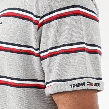 Tommy Jeans - Tee Shirt A Rayures Multicolore Stripe 7460 Gris Chiné
