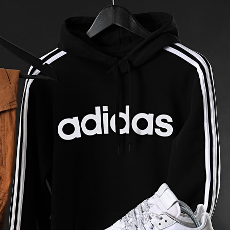 adidas - Sweat Capuche A Bandes Essential 3 Stripes DQ3096 Noir