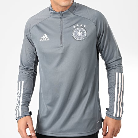 Adidas Sportswear - Sweat Col Zippé DFB FS7043 Gris