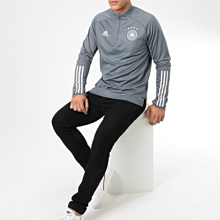 Adidas Sportswear - Sweat Col Zippé DFB FS7043 Gris