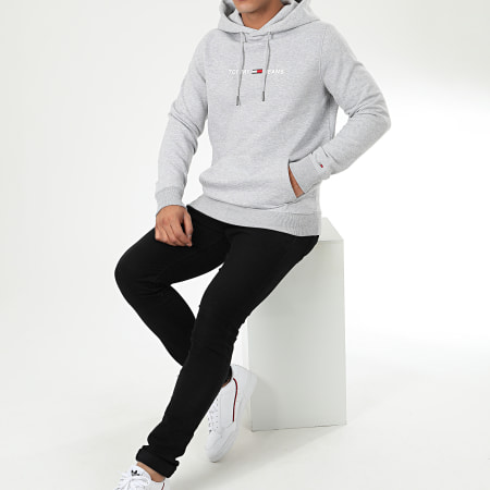 Tommy Jeans - Sweat Capuche Straight Small Logo 7622 Gris Chiné
