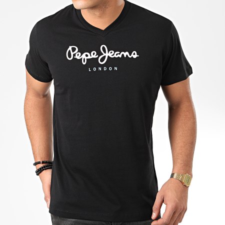 Pepe Jeans - Tee Shirt Col V Eggo V PM501389 Noir