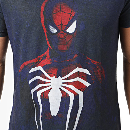 Marvel - Tee Shirt Acid Wash Spiderman Bleu Marine