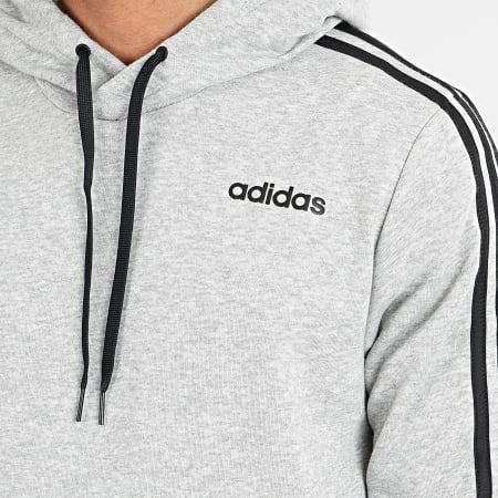 Adidas Originals - Sweat Capuche A Bandes Essentials PO DQ3091 Gris Chiné Noir