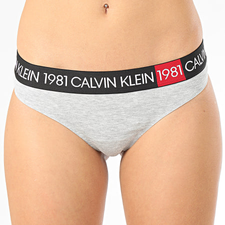 Calvin Klein - String Femme Thong 5448E Gris Chiné