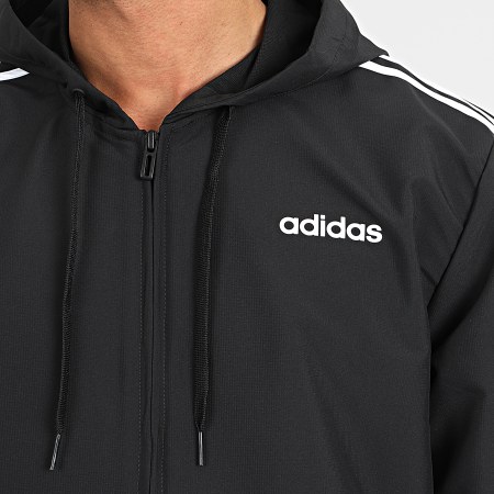 Adidas Originals - Veste Zippée Capuche A Bandes Essential DQ3066 Noir Blanc