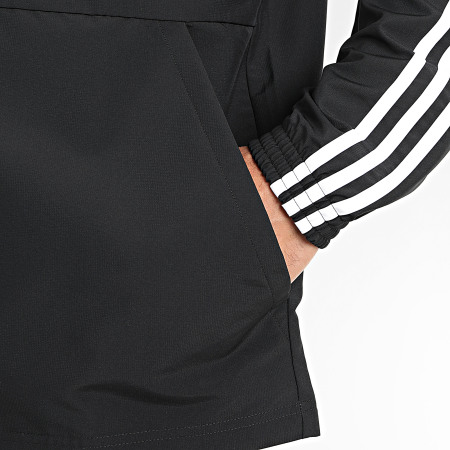 Adidas Originals - Veste Zippée Capuche A Bandes Essential DQ3066 Noir Blanc