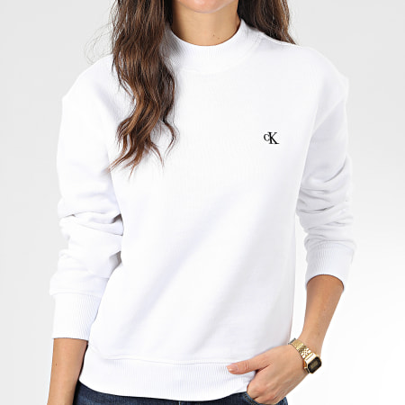 Calvin Klein - Sweat Crewneck Femme CK Embroidery 2875 Blanc