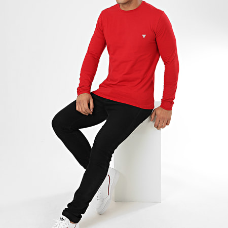 Guess - Tee Shirt Slim Manches Longues M01I34-J1300 Rouge