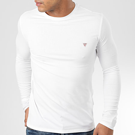 Guess - Tee Shirt Slim Manches Longues M01I34-J1300 Blanc