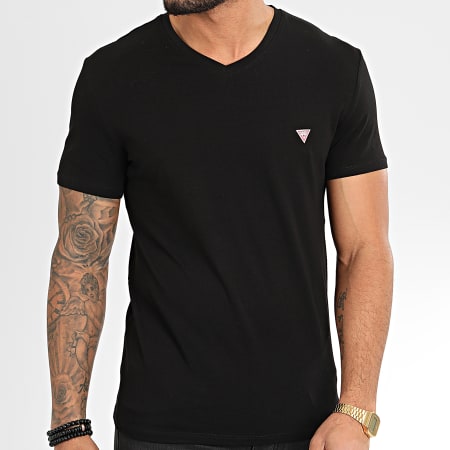 Guess - Tee Shirt Slim Col V M01I32-J1300 Noir