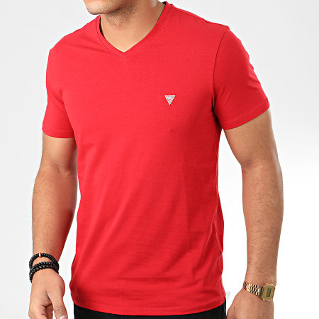 Guess - Tee Shirt Slim Col V M01I32-J1300 Rouge