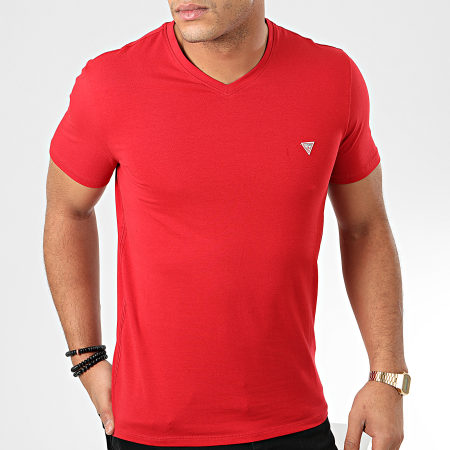 Guess - Tee Shirt Slim Col V M01I32-J1300 Rouge