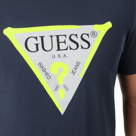 Guess - Tee Shirt Slim M01I55-J1300 Bleu Marine Réfléchissant