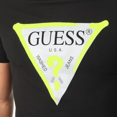 Guess - Tee Shirt Slim M01I55-J1300 Noir Réfléchissant
