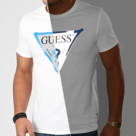 Guess - Tee Shirt Slim M01I55-J1300 Blanc Réfléchissant