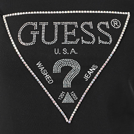 Guess - Tee Shirt Femme Strass W01I90-J1300 Noir Argenté