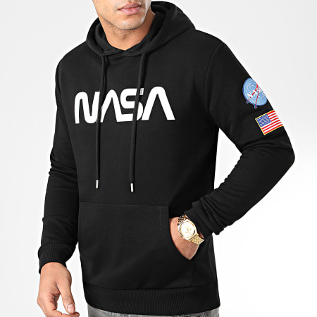 NASA - Sudadera con capucha Worm Patches Negra