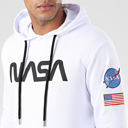 NASA - Felpa con cappuccio Worm Patches Bianco