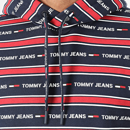 Tommy Jeans - Sweat Capuche Branded Stripe 7399 Bleu Marine Rouge