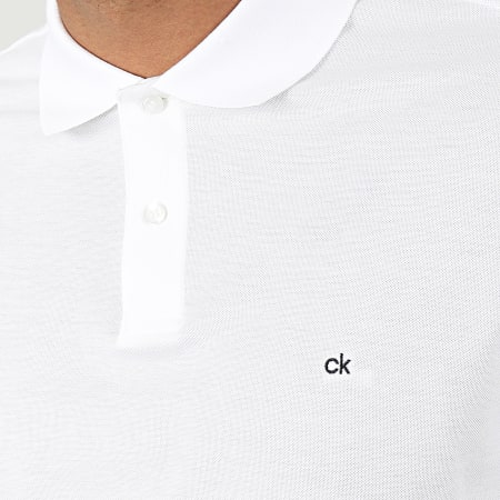 Calvin Klein - Polo Slim Manches Courtes Logo Refined Pique 2964 Blanc