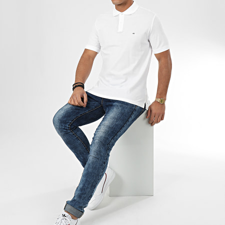 Calvin Klein - Polo Slim Manches Courtes Logo Refined Pique 2964 Blanc