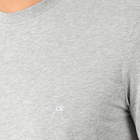 Calvin Klein - Tee Shirt Cotton Logo Embroidered 4061 Gris Chiné