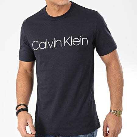 Calvin Klein - Tee Shirt Cotton Front Logo 4063 Bleu Marine