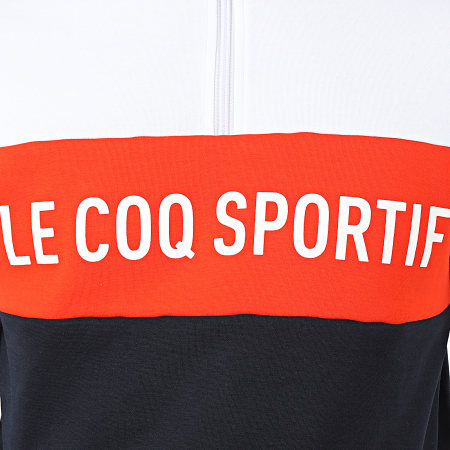 Le Coq Sportif - Sweat Col Zippé Saison N1 2010431 Blanc Bleu Marine Orange