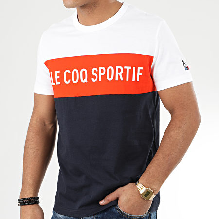 Le Coq Sportif - Tee Shirt Essential Saison N1 2010427 Bleu Marine Orange Blanc