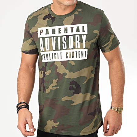 Parental Advisory - Tee Shirt Big Camouflage Verde Khaki Bianco