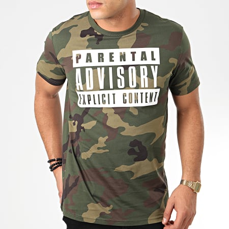 Parental Advisory - Tee Shirt Big Camouflage Verde Khaki Bianco