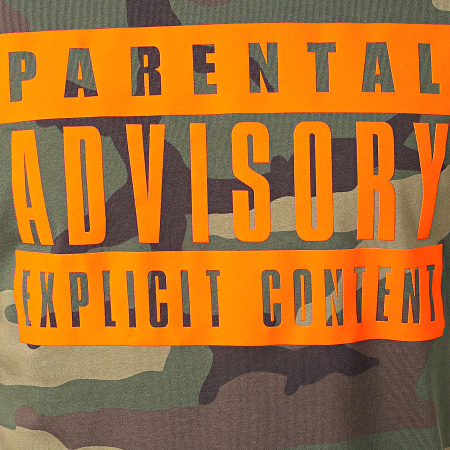 Parental Advisory - Tee Shirt Big Camouflage Vert Kaki Orange