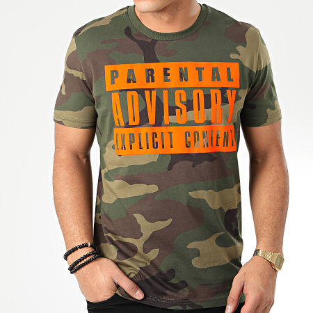 Parental Advisory - Tee Shirt Big Camouflage Vert Kaki Orange