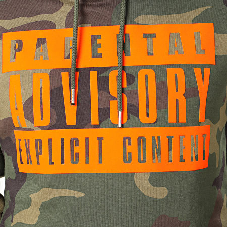 Parental Advisory - Sweat Capuche Big Camouflage Vert Kaki Orange