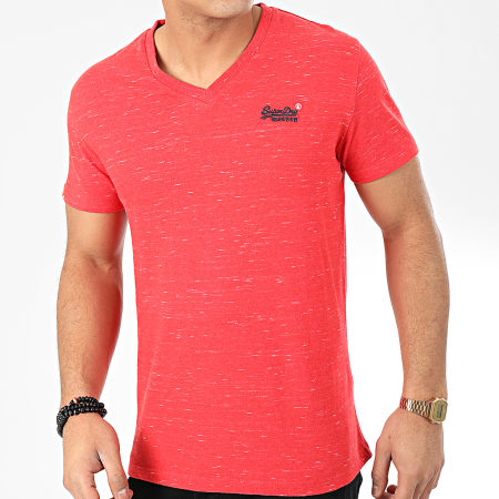 Superdry - Tee Shirt OL Vee M1000086A Rouge Chiné