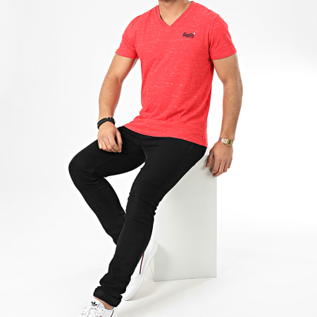 Superdry - Tee Shirt OL Vee M1000086A Rouge Chiné