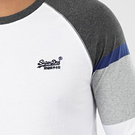 Superdry - Tee Shirt Manches Longues OL Desert Baseball M6000033A Blanc Gris Chiné