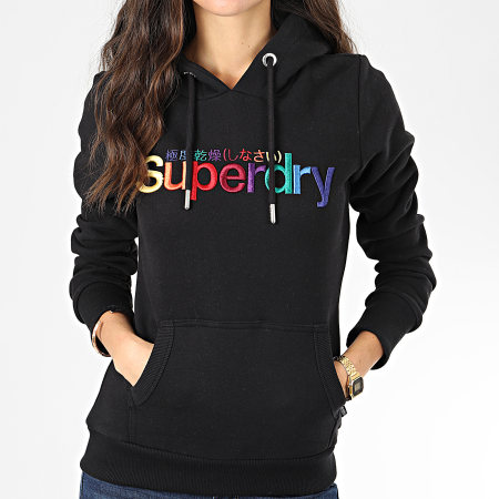Superdry - Sweat Capuche Femme Classic Rainbow Embroidery Entry W2000075A Noir