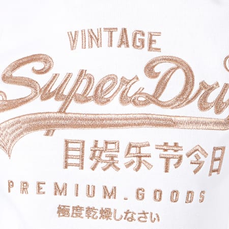Superdry - Sweat Capuche Femme Premium Goods Luxe Embroidery Entry W2000087A Blanc Doré