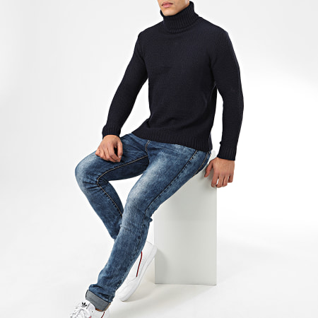 Zayne Paris Pull Col Roulé 702 Bleu Marine Ryses