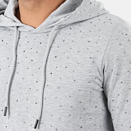 Classic Series - Sweat Capuche A Strass TS404 Gris Chiné