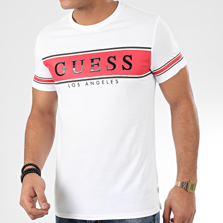 Guess - Tee Shirt M01I84-K8HM0 Blanc Rouge