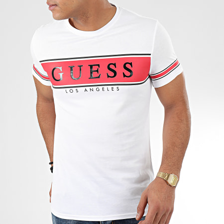 Guess - Tee Shirt M01I84-K8HM0 Blanc Rouge