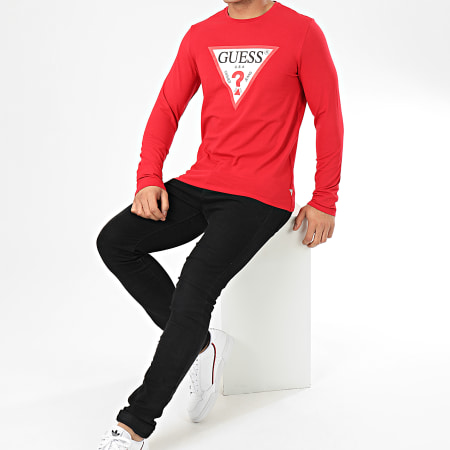 Guess - Tee Shirt Manches Longues M01I72-J1300 Rouge