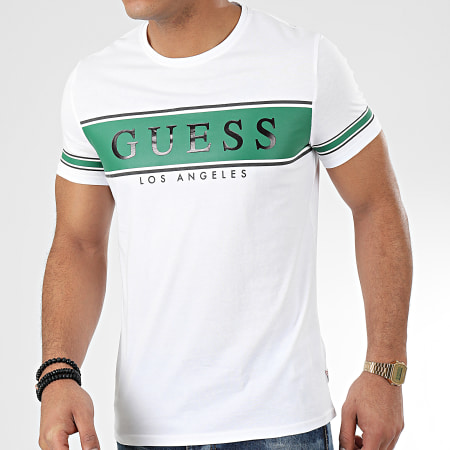 Guess - Tee Shirt M01I84-K8HM0 Blanc Vert