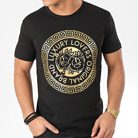Luxury Lovers - Camiseta Meandros Negro Oro