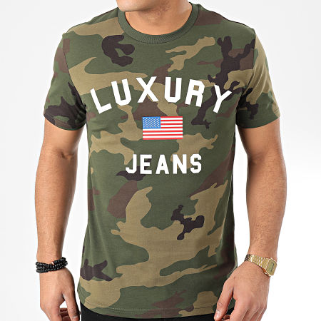 Luxury Lovers - Camiseta Luxury Jeans Camuflaje Caqui Verde