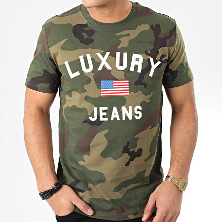 Luxury Lovers - Tee Shirt Luxury Jeans Camouflage Vert Kaki