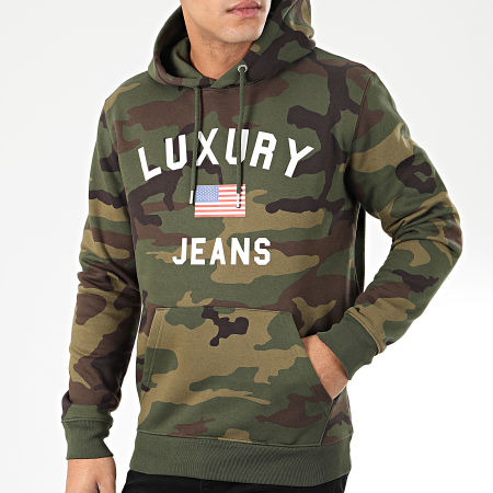 Luxury Lovers - Sweat Capuche Luxury Jeans Camouflage Vert Kaki
